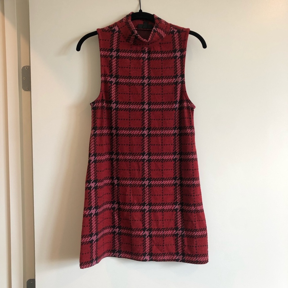 TopShop plaid red mock neck dress.